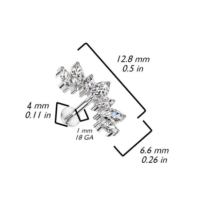 7 Marquise Curve Cluster Top | Titanium Threadless Top For Nose & Ears - Avanti Body Jewelry