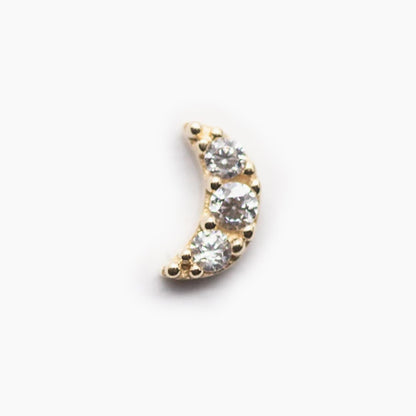 Crescent Moon w/ CZ Pave | 14K Threadless Top For Nose, Ears & Lip - Avanti Body Jewelry