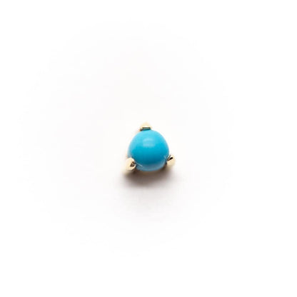 Threadless 14k Gold 3-Prong Genuine Turquoise Tops For Nose, Ears & Lip - Avanti Body Jewelry
