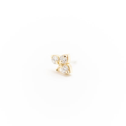 Kiwi Diamond | 14k Gold Spade Threadless Top  For Nose, Ears & Lip