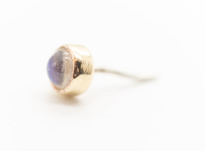 Genuine Stone Cabochon | 14K Threadless Top  For Nose, Ears & Lip