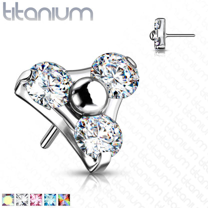 Trinity 3 Gem Cluster | Titanium Threadless Top For Nose, Ears & Lip - Avanti Body Jewelry
