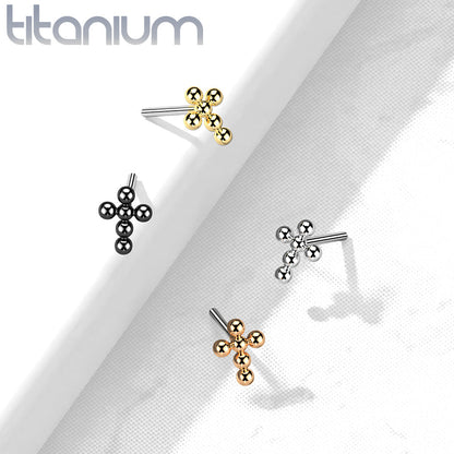 Beaded Cross | Titanium Threadless Top For Nose, Ears & Lip - Avanti Body Jewelry