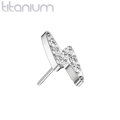 Lightning Bolt w/ Gems | Titanium Threadless Top For Nose, Ears & Lip - Avanti Body Jewelry
