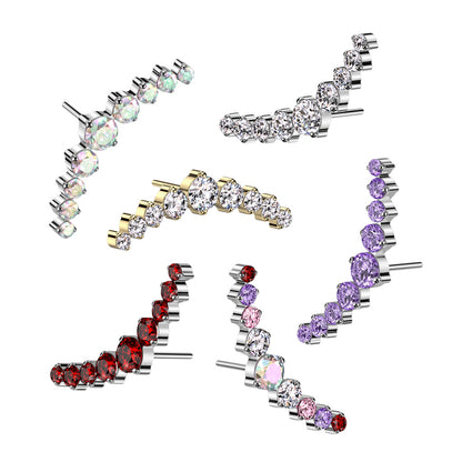 9 Cluster Curved Top | Titanium Threadless Top For Nose, Ears & Lip - Avanti Body Jewelry