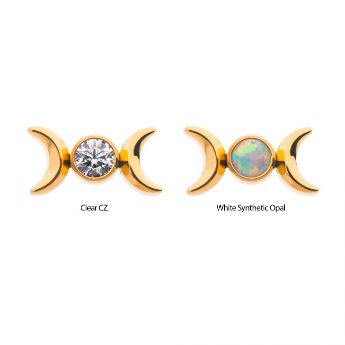 Moon Phases | Titanium Threadless Top For Nose, Ears & Lip - Avanti Body Jewelry