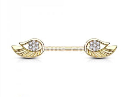 Angel Wings Nipple Barbell (Sold Individually) - Avanti Body Jewelry