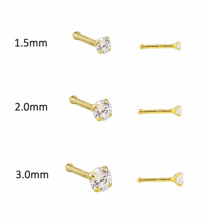 14k Gold Genuine Diamond Nose Stud - 20g - Avanti Body Jewelry