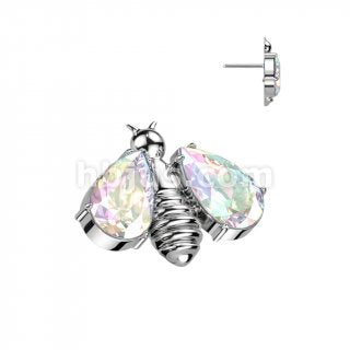 Bee w/ Gem Wings Top | Titanium Threadless Push In Top For Nose & Ears - Avanti Body Jewelry