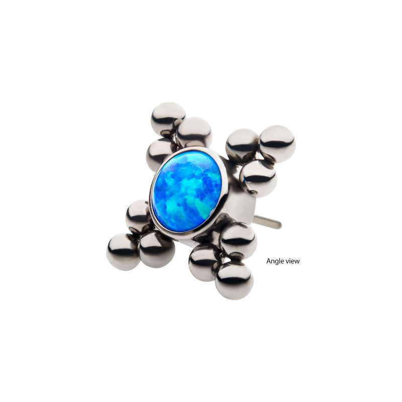 Fireworks Opal w/ Beads | Titanium Threadless Top For Nose, Ears & Lip - Avanti Body Jewelry