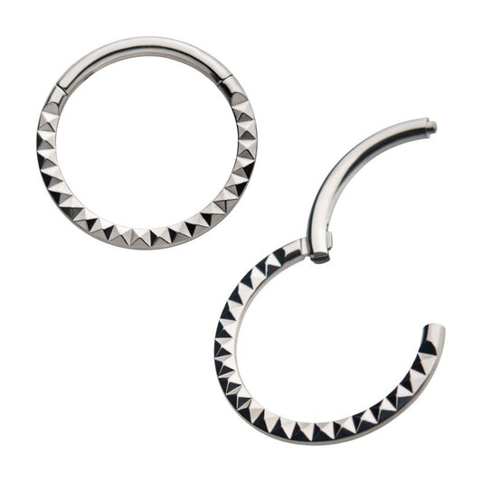 Hinged Ring Pyramid Cut | Titanium Clicker Segment Hoop Ring - Avanti Body Jewelry