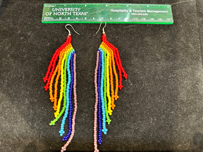 Beaded Rainbow Brazilian Indigenous Tribal Earrings | Hand Crafted