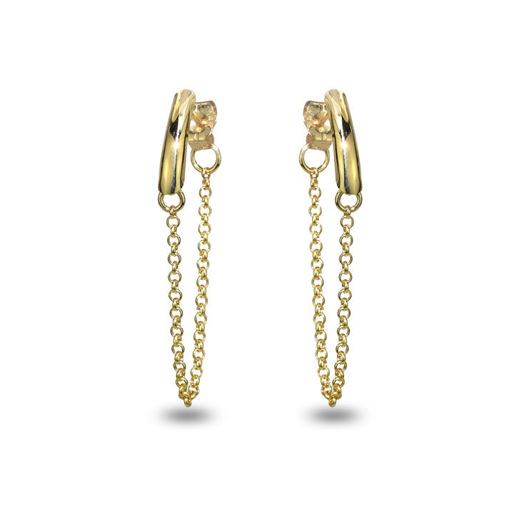 14k Chain Bar Front/Back Post Earring - Avanti Body Jewelry