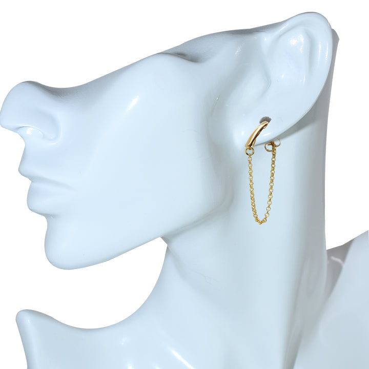 14k Chain Bar Front/Back Post Earring - Avanti Body Jewelry