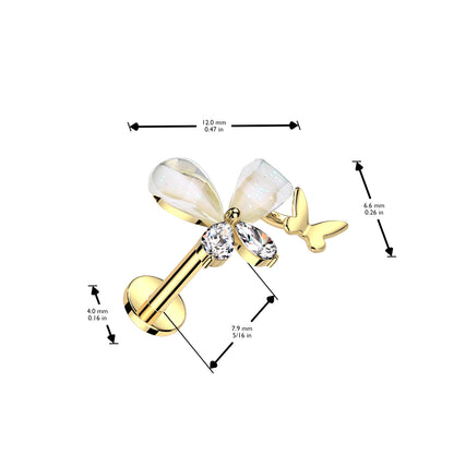 Double Butterfly Titanium Threadless Top - Avanti Body Jewelry