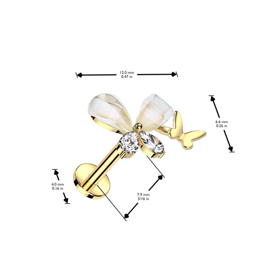 Double Butterfly Titanium Threadless Top - Avanti Body Jewelry