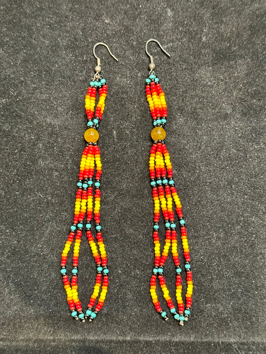 Beaded Rasta Brazilian Indigenous Tribal Earrings | Hand Crafted