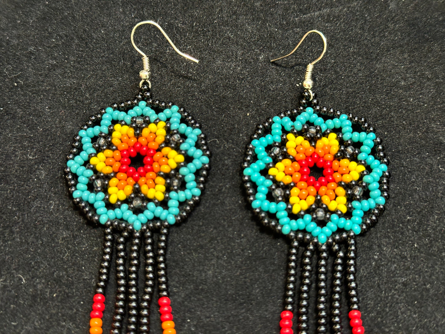 Flower Dream Catcher Brazilian Indigenous Tribal Earrings | Hand Crafted