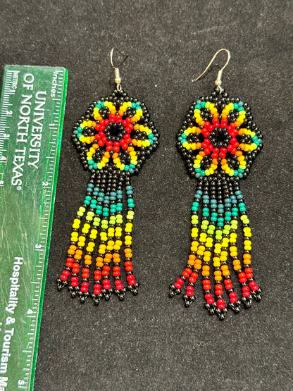 Rasta Flower Brazilian Indigenous Tribal Earrings | Hand Crafted - Avanti Body Jewelry