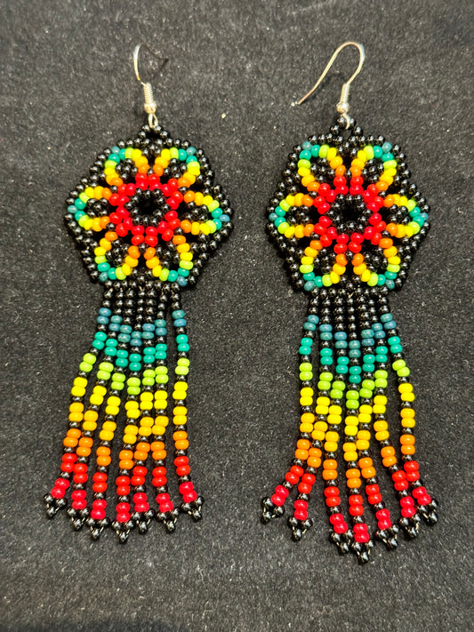 Rasta Flower Brazilian Indigenous Tribal Earrings | Hand Crafted - Avanti Body Jewelry