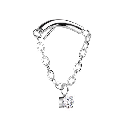 Crescent Chain w/ Gem Titanium Threadless Top - Avanti Body Jewelry