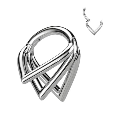 Triple Pointed Chevron Hinged Clicker Hoop | Titanium Clicker Segment Hoop Ring