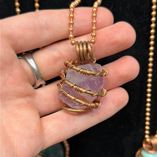 Copper Wrapped Amethyst Necklace - Avanti Body Jewelry