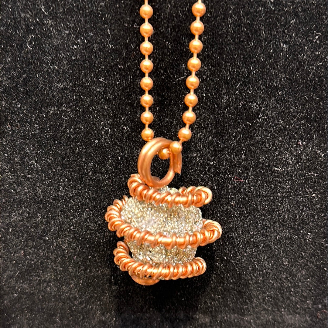 Copper Wrapped Pyrite Necklace - Avanti Body Jewelry