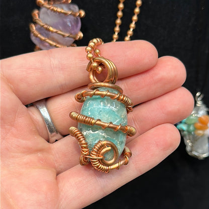 Copper Wrapped Amazonite Necklace