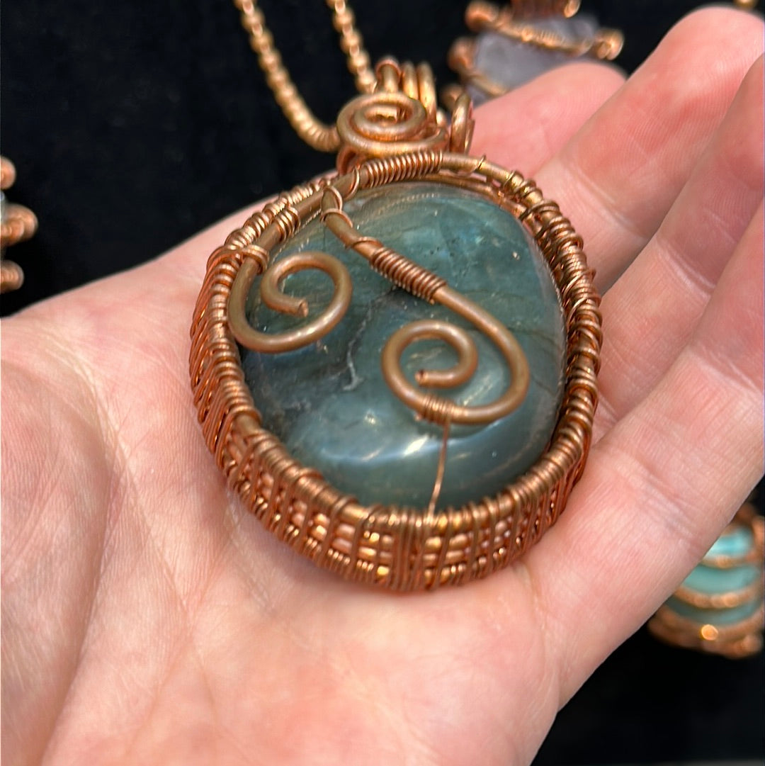 Copper Wrapped Labradorite Necklace