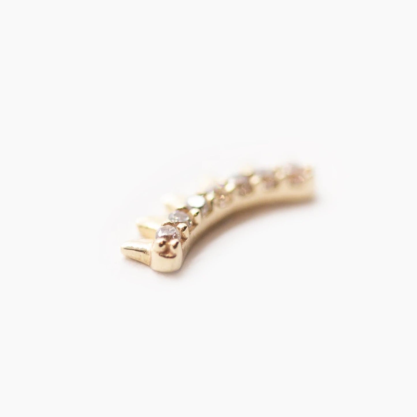 Petite Curved Spike Strip | 14K Threadless Top  For Nose, Ears & Lip