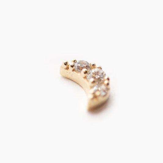 Crescent Moon w/ CZ Pave | 14K Threadless Top For Nose, Ears & Lip - Avanti Body Jewelry