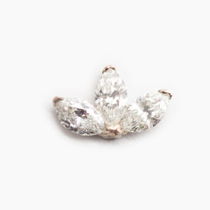 Threadless 14k Gold Triple Diamond Marquis Fan Ends For Nose, Ears & Lip - Avanti Body Jewelry
