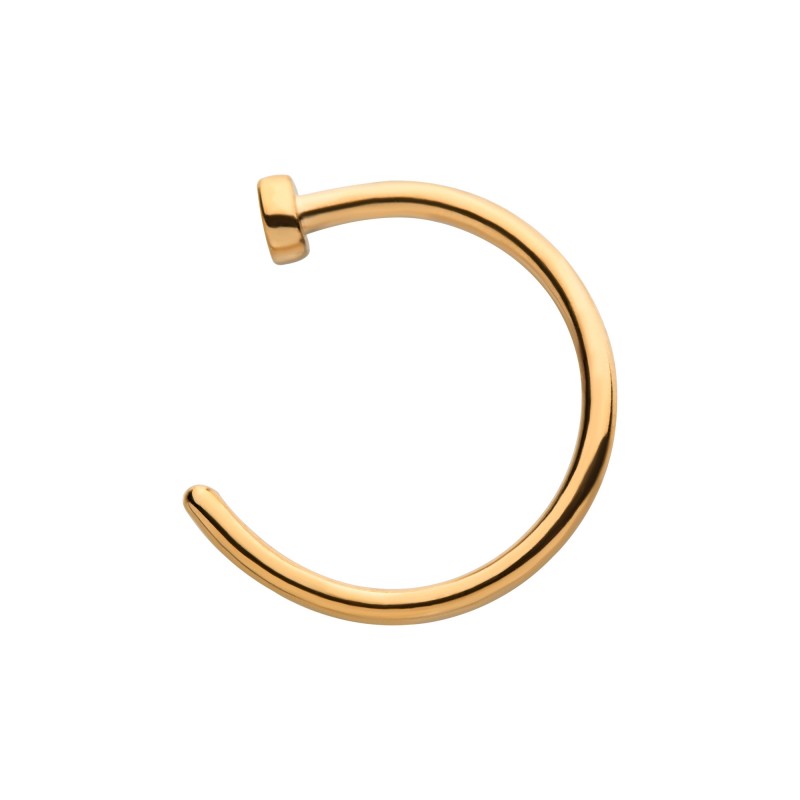 24k Gold PVD Flat Back Nose Hoop Hammer - Avanti Body Jewelry