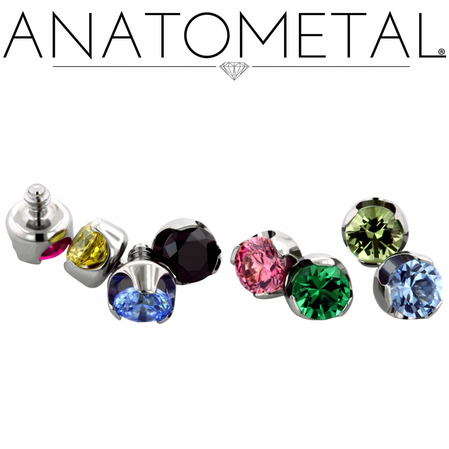 Anatometal | 16g Med Prong-Set Gem Threaded End - Avanti Body Piercing & Fine Jewelry