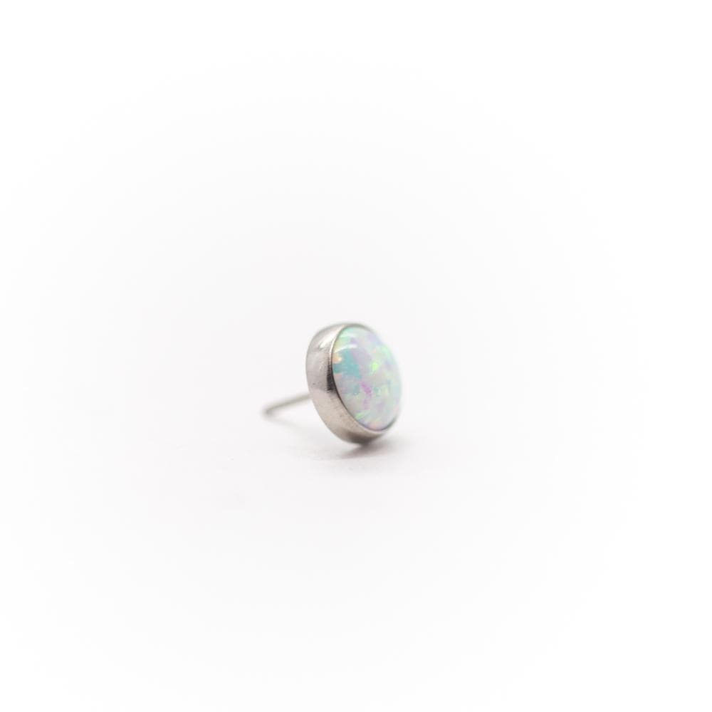 Cabochon Opal Bezel Set | Titanium Threadless Top For Nose, Ears & Lip - Avanti Body Jewelry