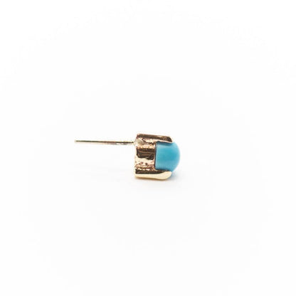 Threadless 14k Gold 3-Prong Genuine Turquoise Tops  For Nose, Ears & Lip