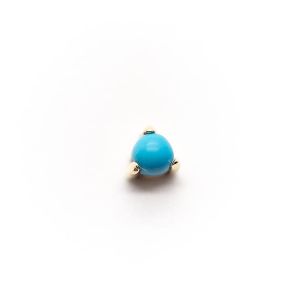 Threadless 14k Gold 3-Prong Genuine Turquoise Tops  For Nose, Ears & Lip
