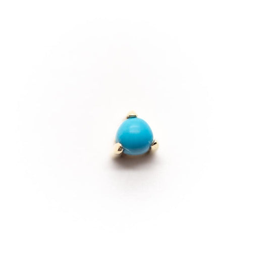 Threadless 14k Gold 3-Prong Genuine Turquoise Tops For Nose, Ears & Lip - Avanti Body Jewelry