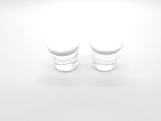 Glass Plugs | Single Flare | White Plug Pair - Avanti Body Jewelry