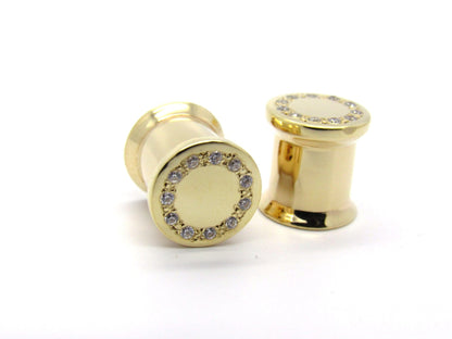 BVLA | 0g Yellow Gold Double Flare Plug Pair - Avanti Body Piercing & Fine Jewelry