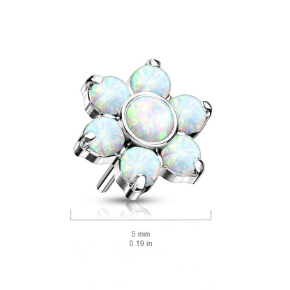 Flower w/ Gems | Titanium Threadless Top  For Nose, Ears & Lip