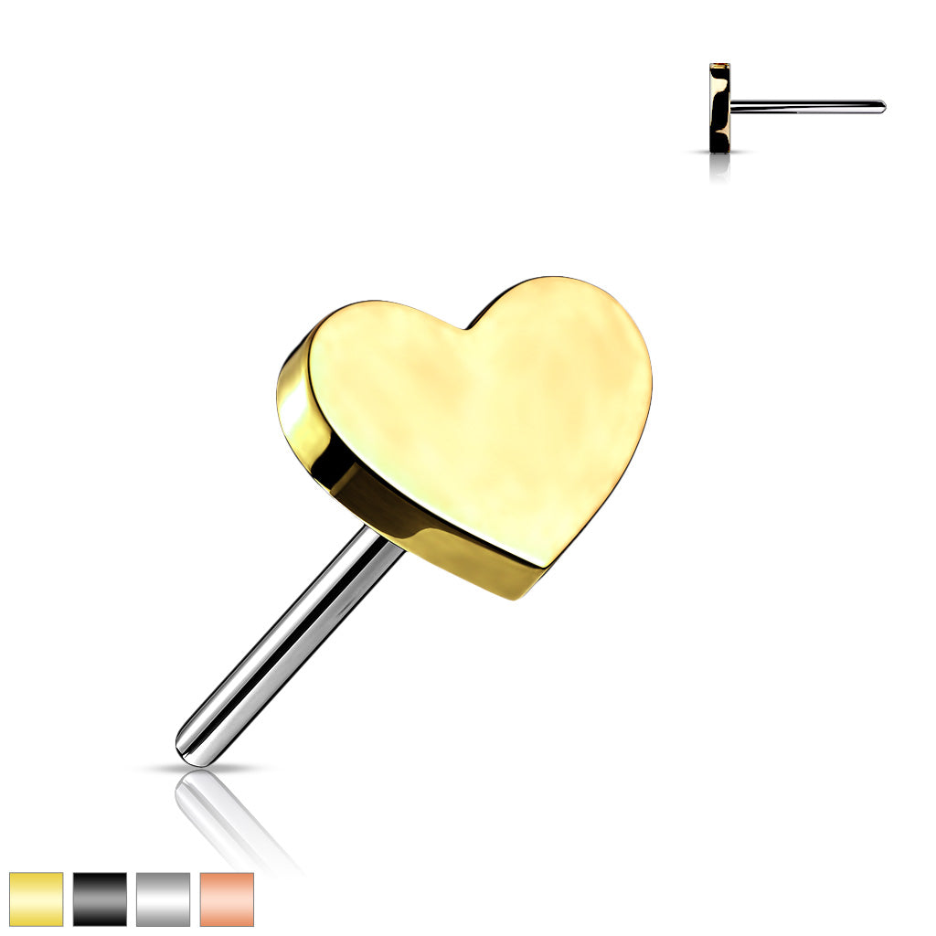 Heart Top | Titanium Threadless Push In Top  For Nose & Ears