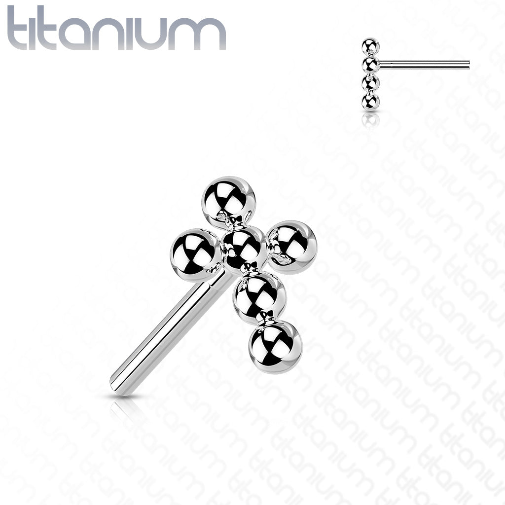 Beaded Cross | Titanium Threadless Top  For Nose, Ears & Lip