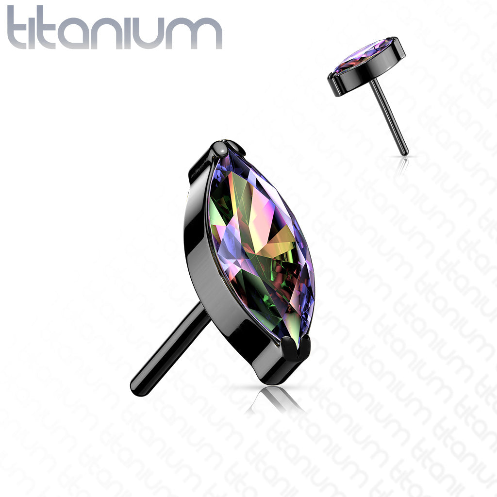 Marquise Gem | Titanium Threadless Top For Nose, Ears & Lip - Avanti Body Jewelry