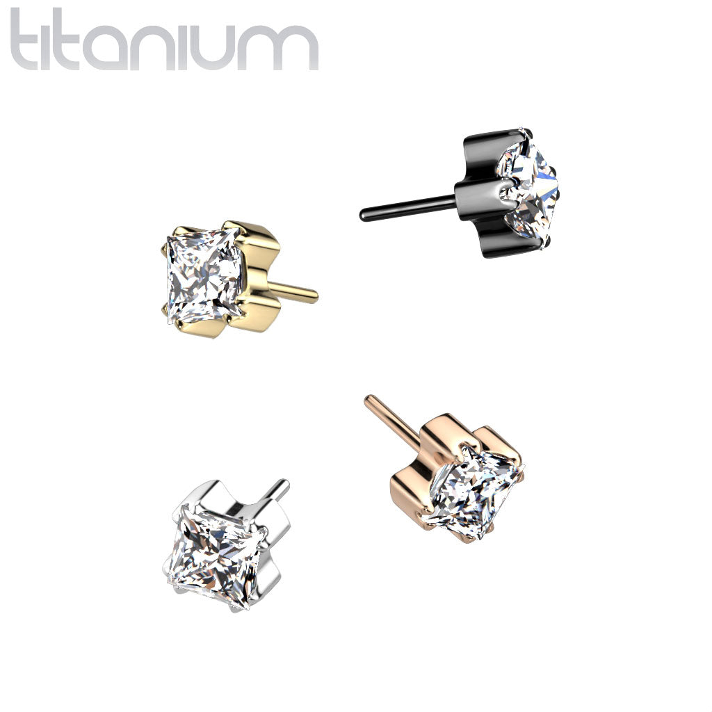 Square Princess Cut | Titanium Threadless Top For Nose, Ears & Lip - Avanti Body Jewelry