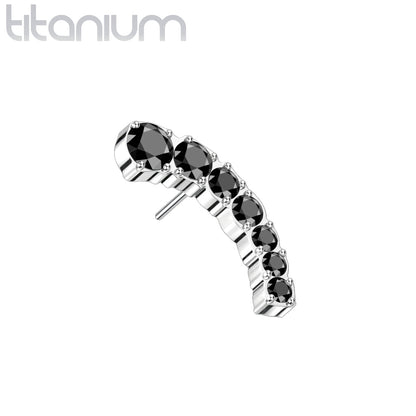 7 Gem Curved Cluster | Titanium Threadless Top  For Nose, Ears & Lip
