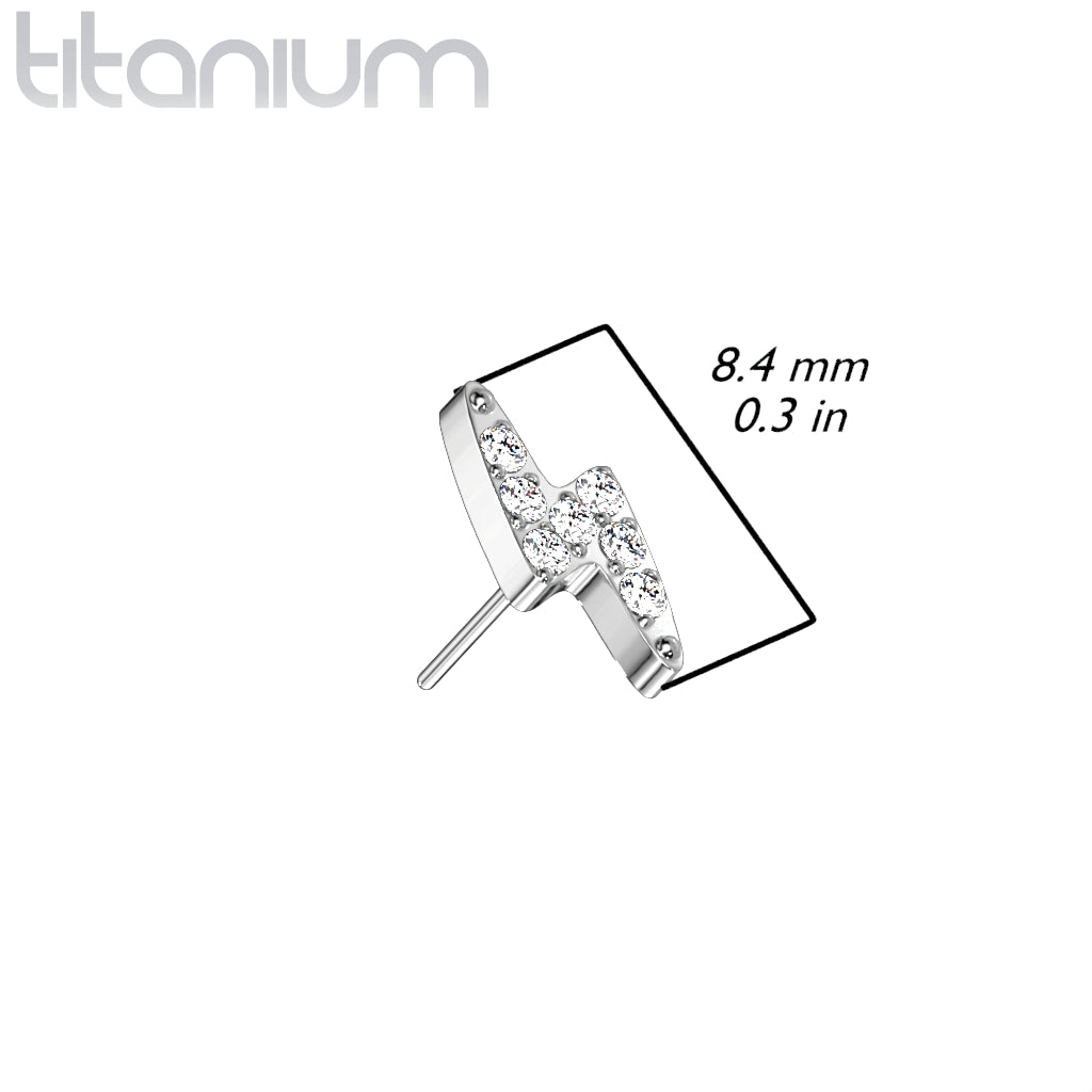 Lightning Bolt w/ Gems | Titanium Threadless Top  For Nose, Ears & Lip