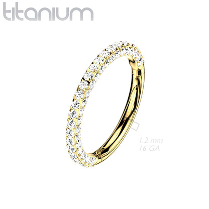 Hinged Ring Full Gem Wrapped | Titanium Clicker Segment Hoop Ring