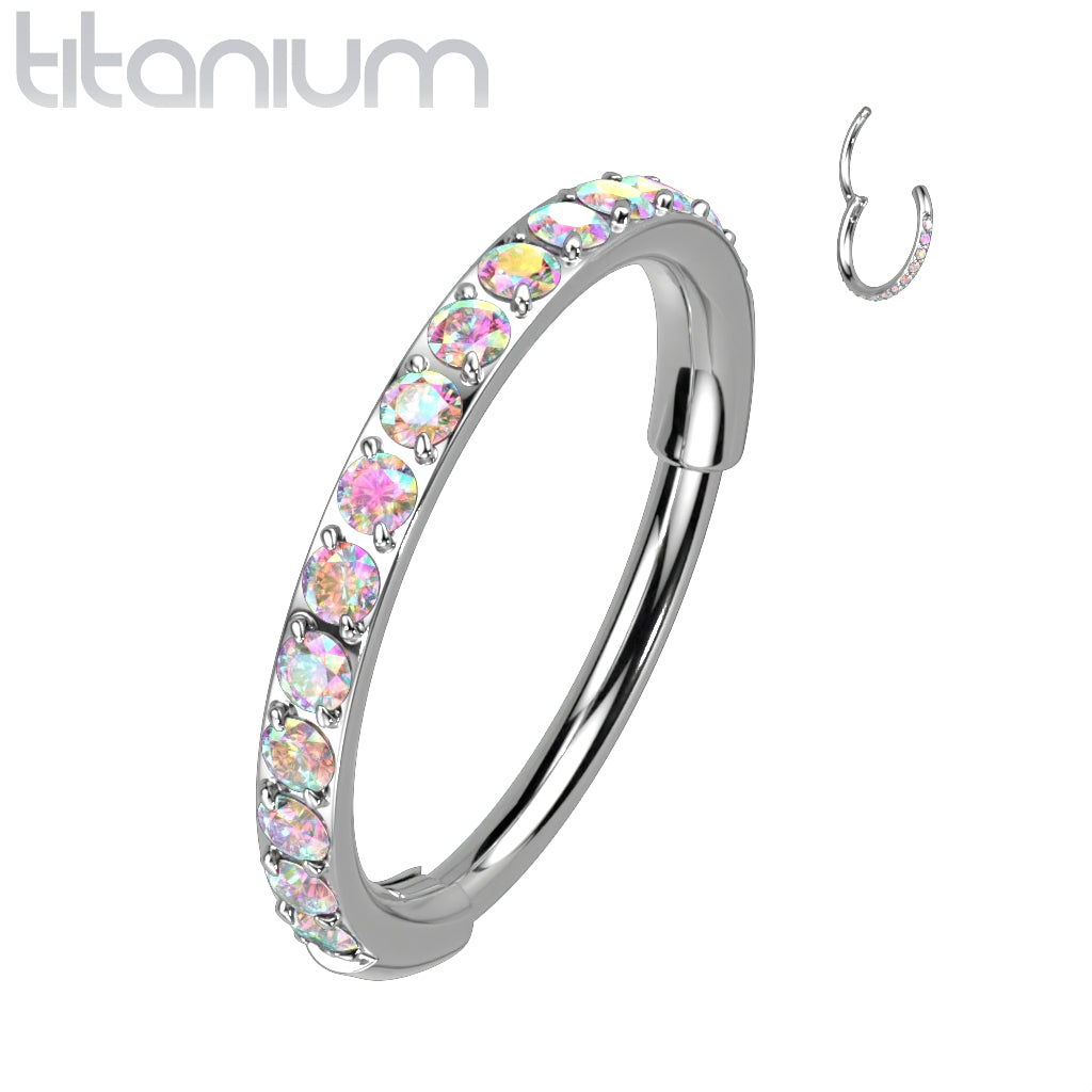 Hinged Ring Eternity Gem | Titanium Clicker Segment Hoop Ring